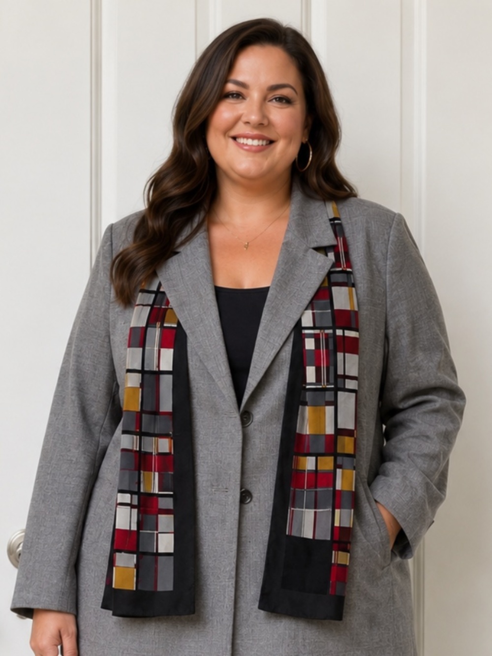 Gray Blazer with Matching Scarf Size 16